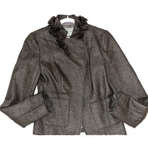 Banana Republic Italian Fabric Women's Wool Blend Jacket Rosette Collar Size 0